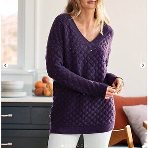 Garnet Hill 100% Cashmere Oversized Cashmere Cocoon Sweater in Purple
